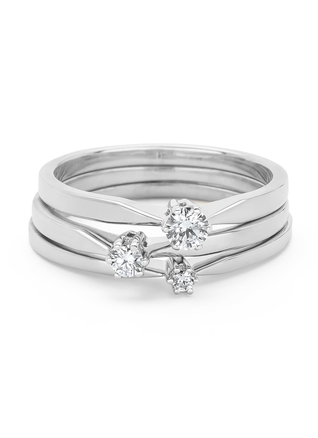 Witgouden solitairring, 0.08 ct diamant, Groeibriljant