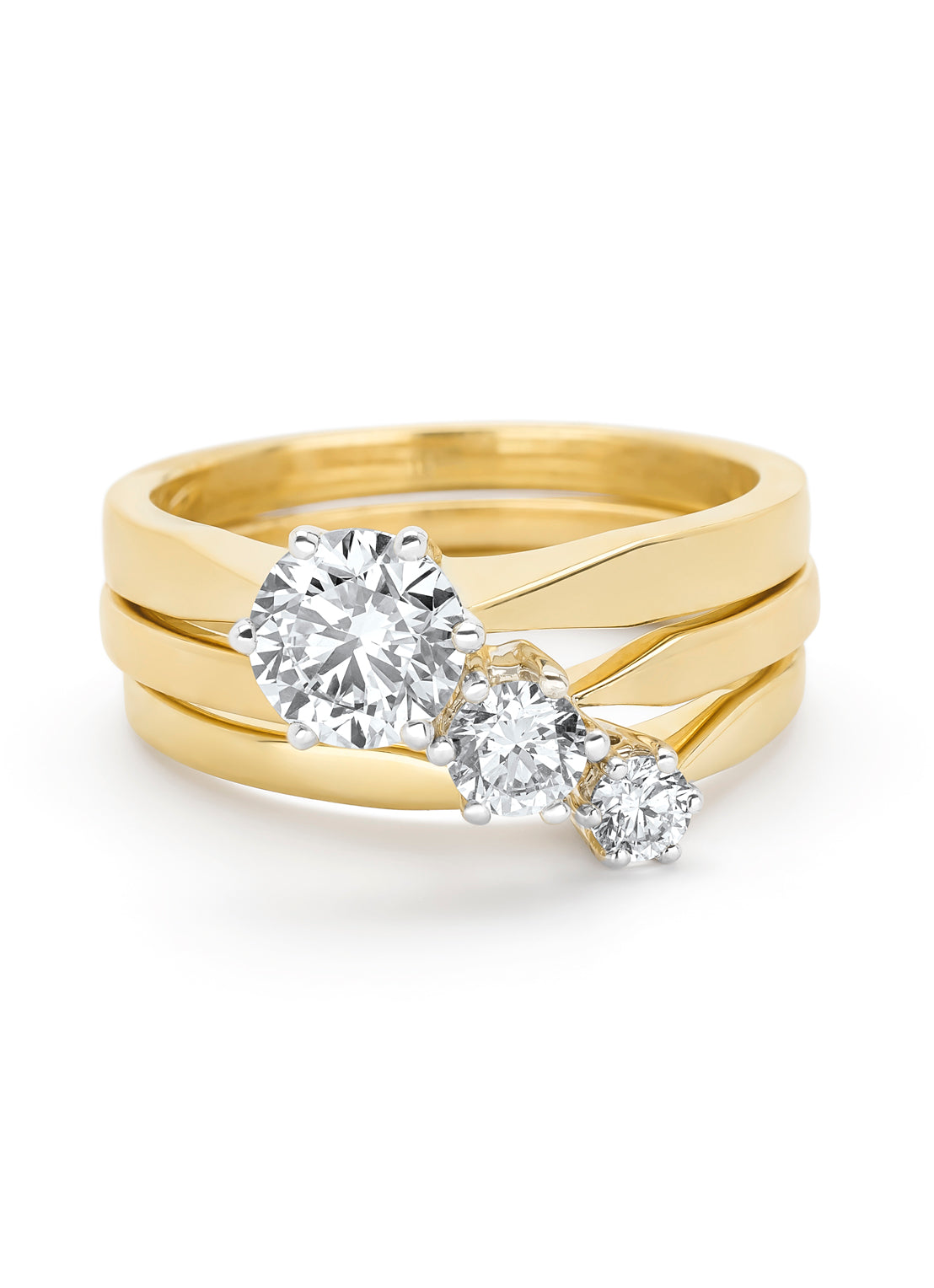 Geelgouden solitairring, 0.93 ct diamant, Groeibriljant