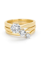 Geelgouden solitairring, 0.93 ct diamant, Groeibriljant