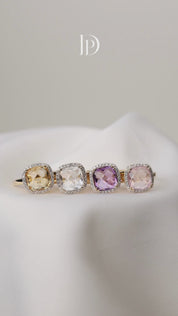 Yellow gold ring, 2.58 ct rose quartz, Fiësta