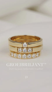 Yellow gold alliance ring, 1.44 ct diamond, Groeibriljant