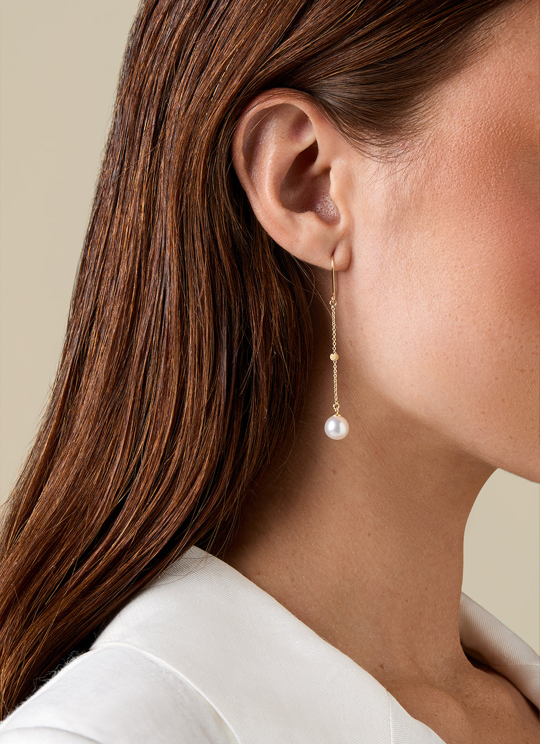 Yellow gold pearl earrings, Rivièra