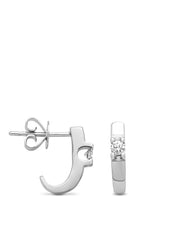 White gold solitary ear plugs, 0.16 ct diamond, Groeibriljant