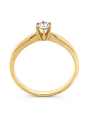 Yellow gold ring, 0.20 ct diamond, Hearts & Arrows