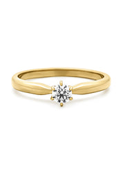 Geelgouden ring, 0.20 ct diamant, Hearts & Arrows