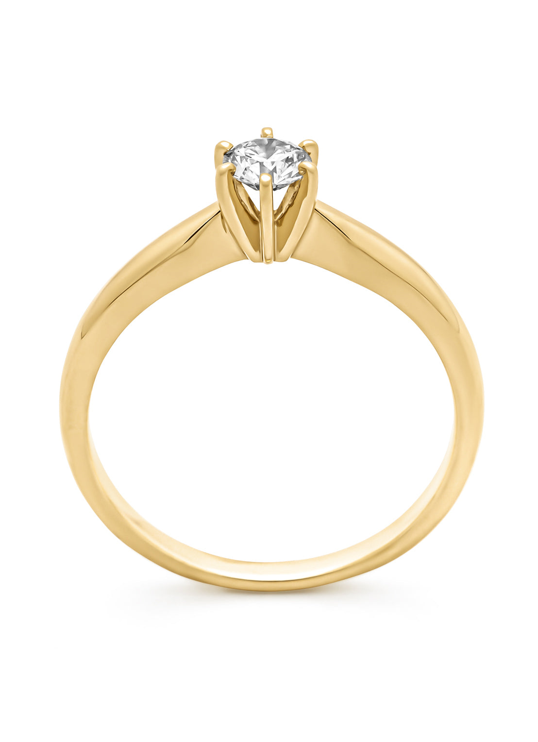 Yellow gold ring, 0.25 ct diamond, Hearts & Arrows