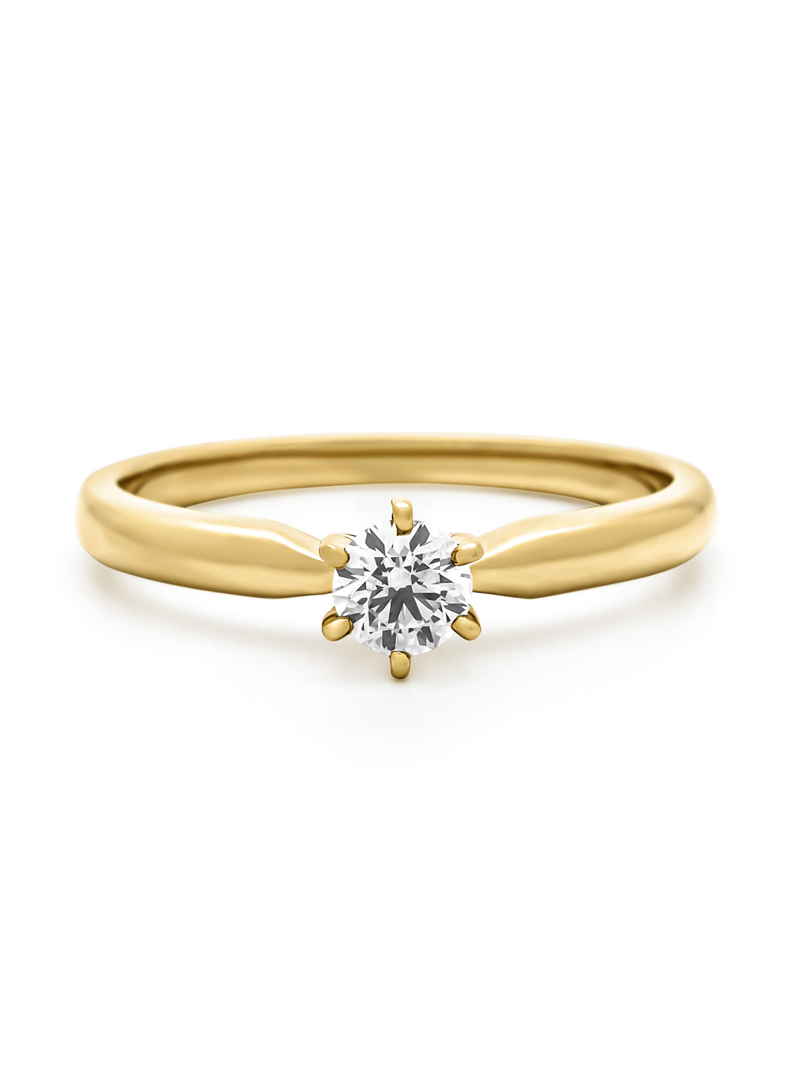 Yellow gold ring, 0.25 ct diamond, Hearts & Arrows