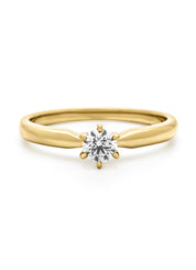 Geelgouden ring, 0.25 ct diamant, Hearts & Arrows