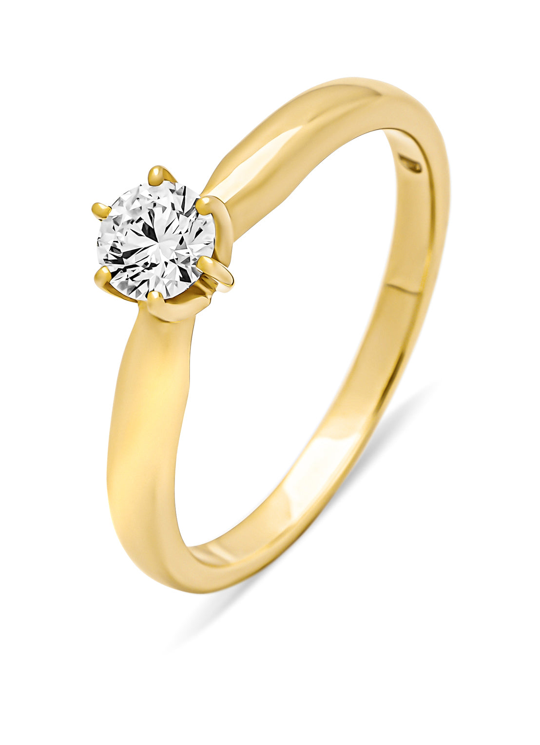 Geelgouden ring, 0.30 ct diamant, Hearts & Arrows