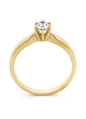 Yellow gold ring, 0.30 ct diamond, Hearts & Arrows