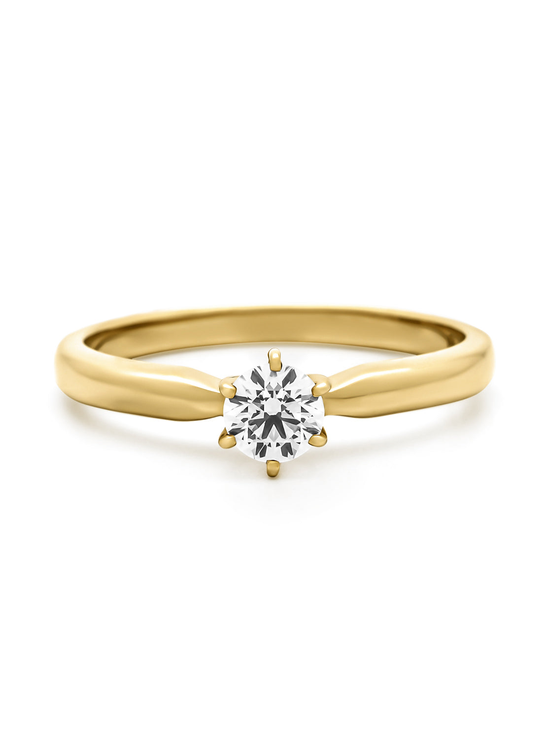 Geelgouden ring, 0.30 ct diamant, Hearts & Arrows