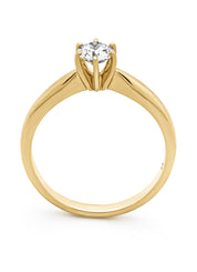 Geelgouden ring, 0.40 ct diamant, Hearts & Arrows