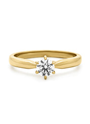 Geelgouden ring, 0.40 ct diamant, Hearts & Arrows