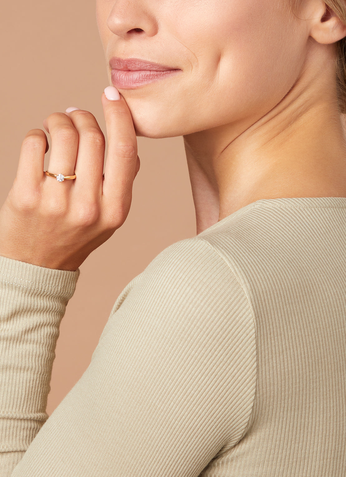 Geelgouden ring, 0.40 ct diamant, Hearts & Arrows