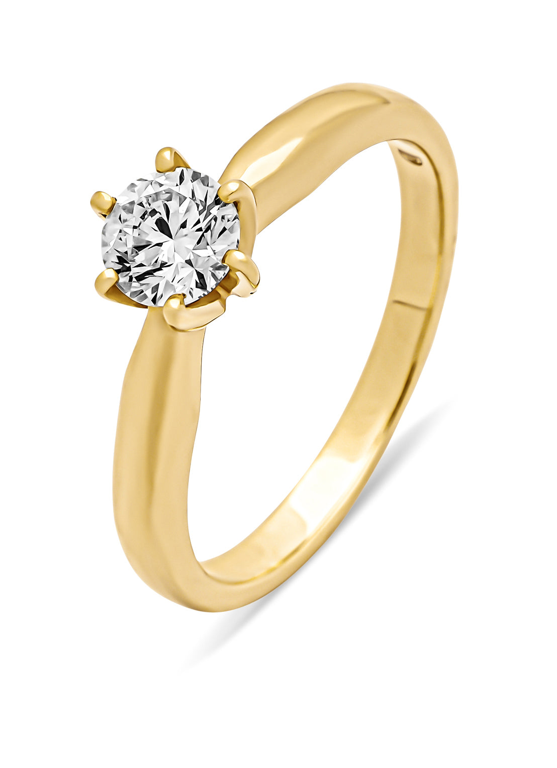 Geelgouden ring, 0.50 ct diamant, Hearts & Arrows
