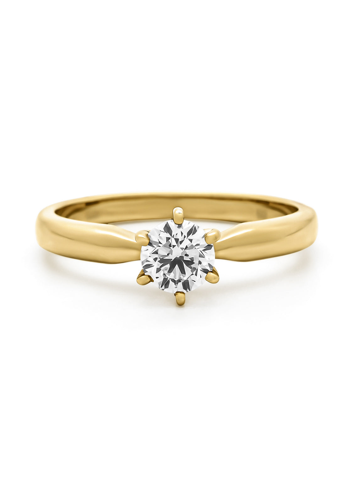 Geelgouden ring, 0.50 ct diamant, Hearts & Arrows