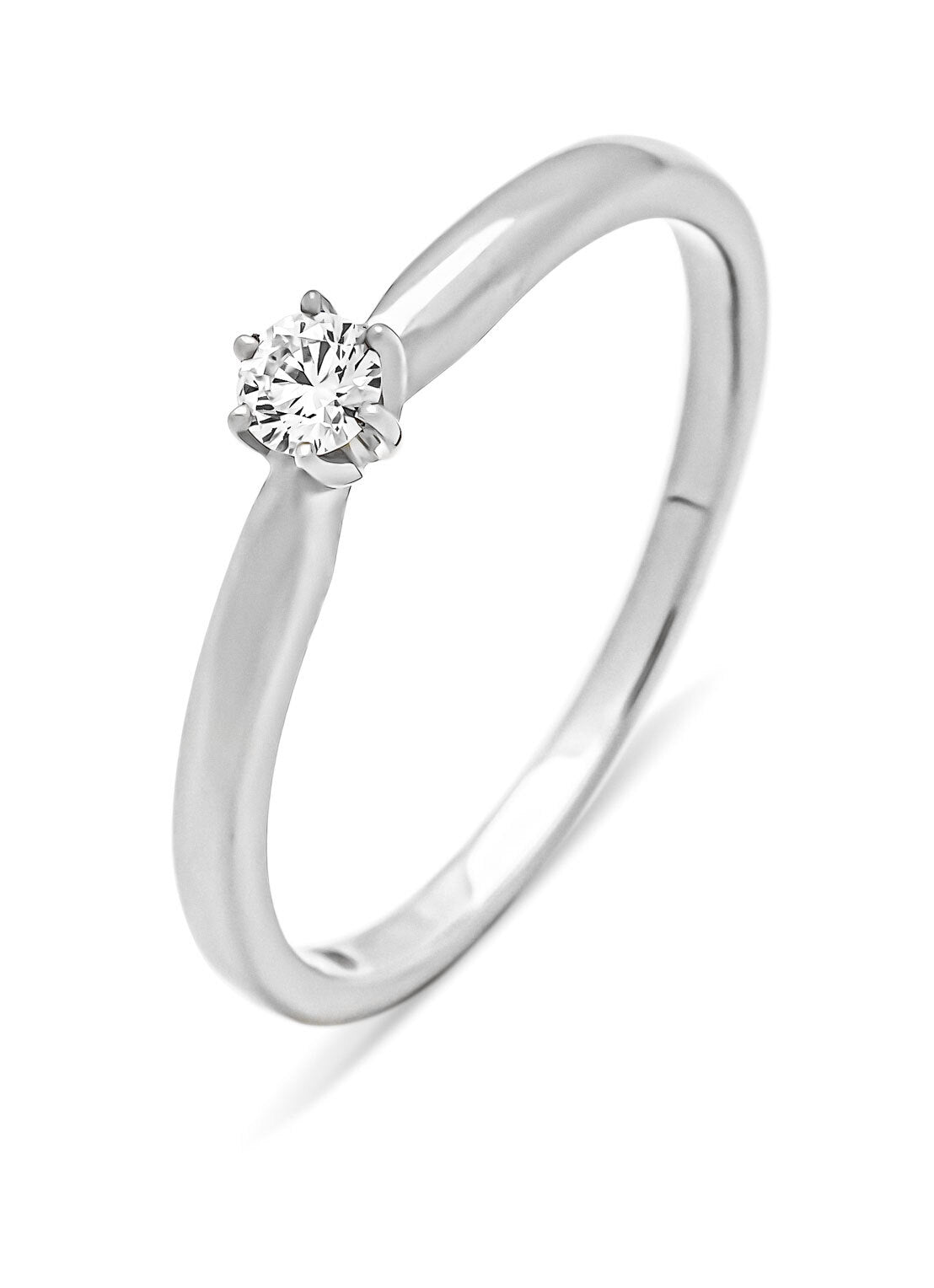 White gold ring, 0.10 ct Diamant, Hearts & Arrows