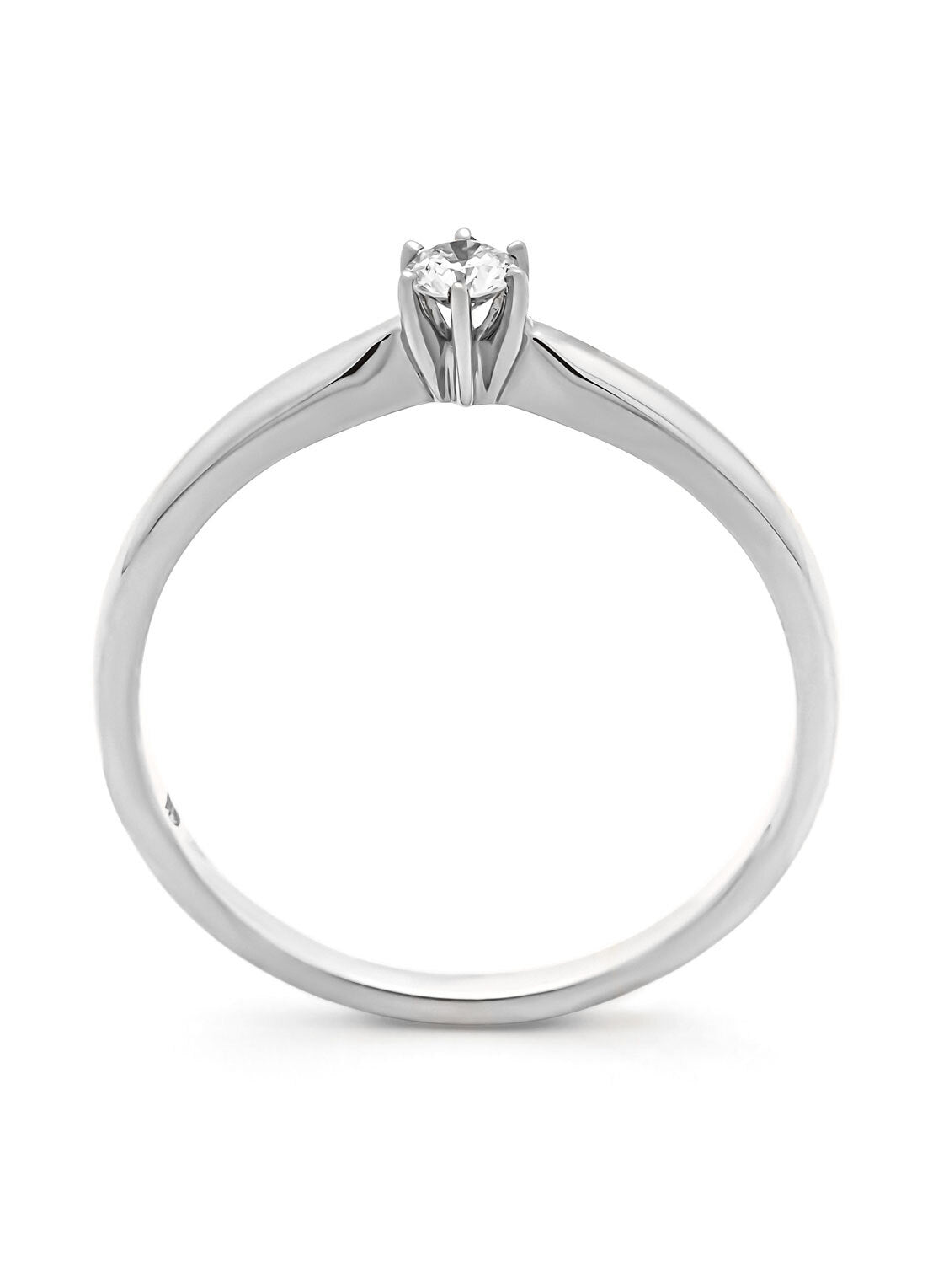 Witgouden ring, 0.10 ct diamant, Hearts & Arrows