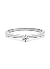 Witgouden ring, 0.10 ct diamant, Hearts & Arrows