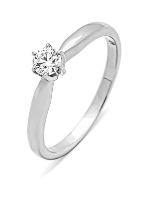 White gold ring, 0.20 CT Diamant, Hearts & Arrows