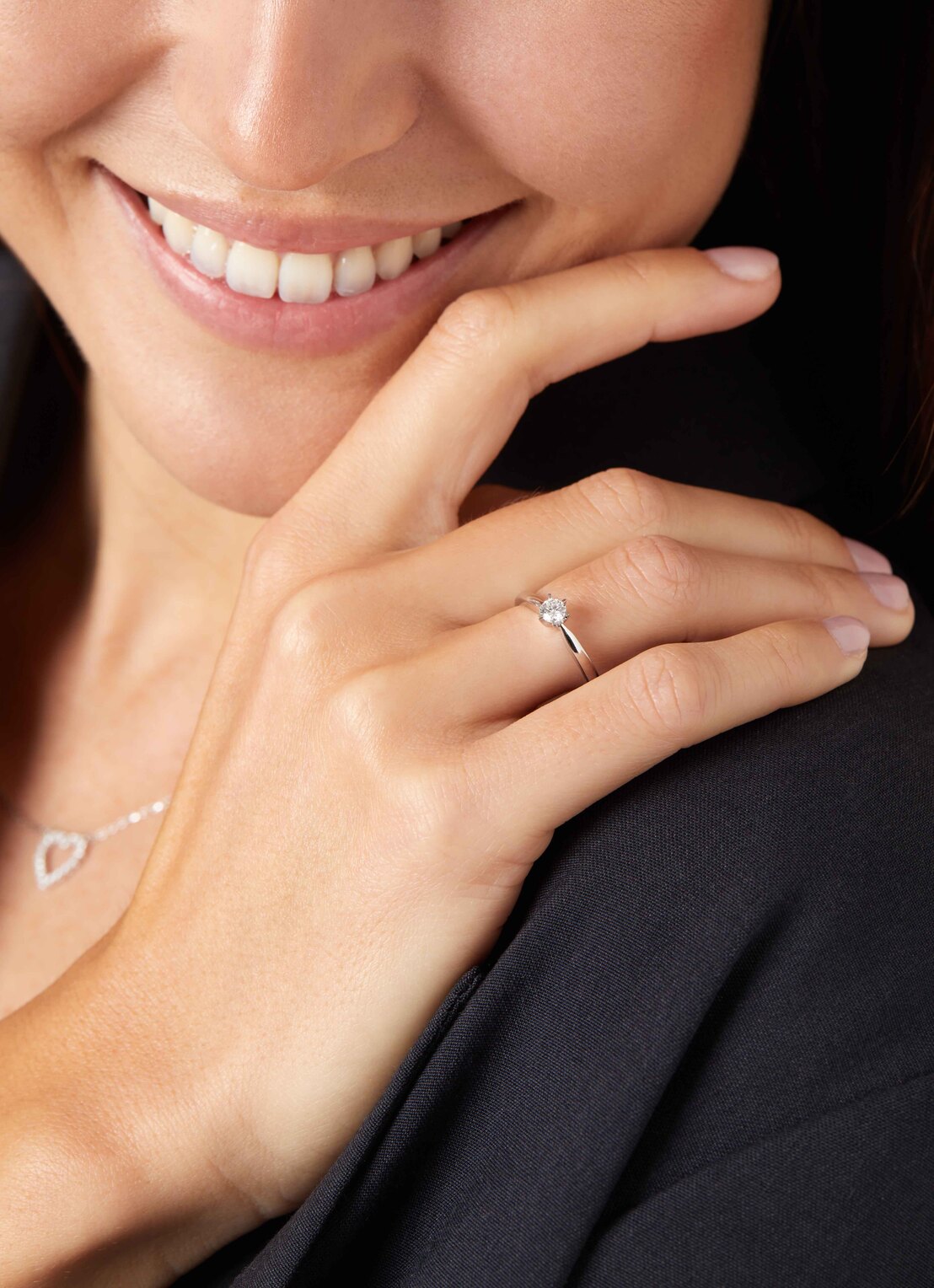 White gold ring, 0.20 ct diamond, Hearts & Arrows