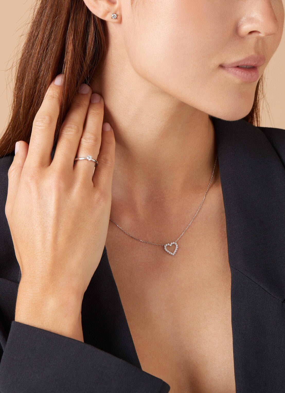 White gold ring, 0.20 ct diamond, Hearts & Arrows