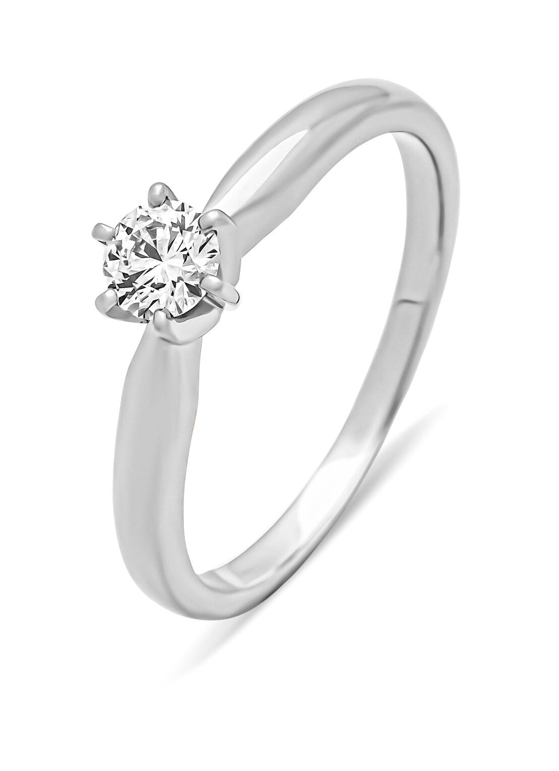 Witgouden ring, 0.25 ct diamant, Hearts & Arrows