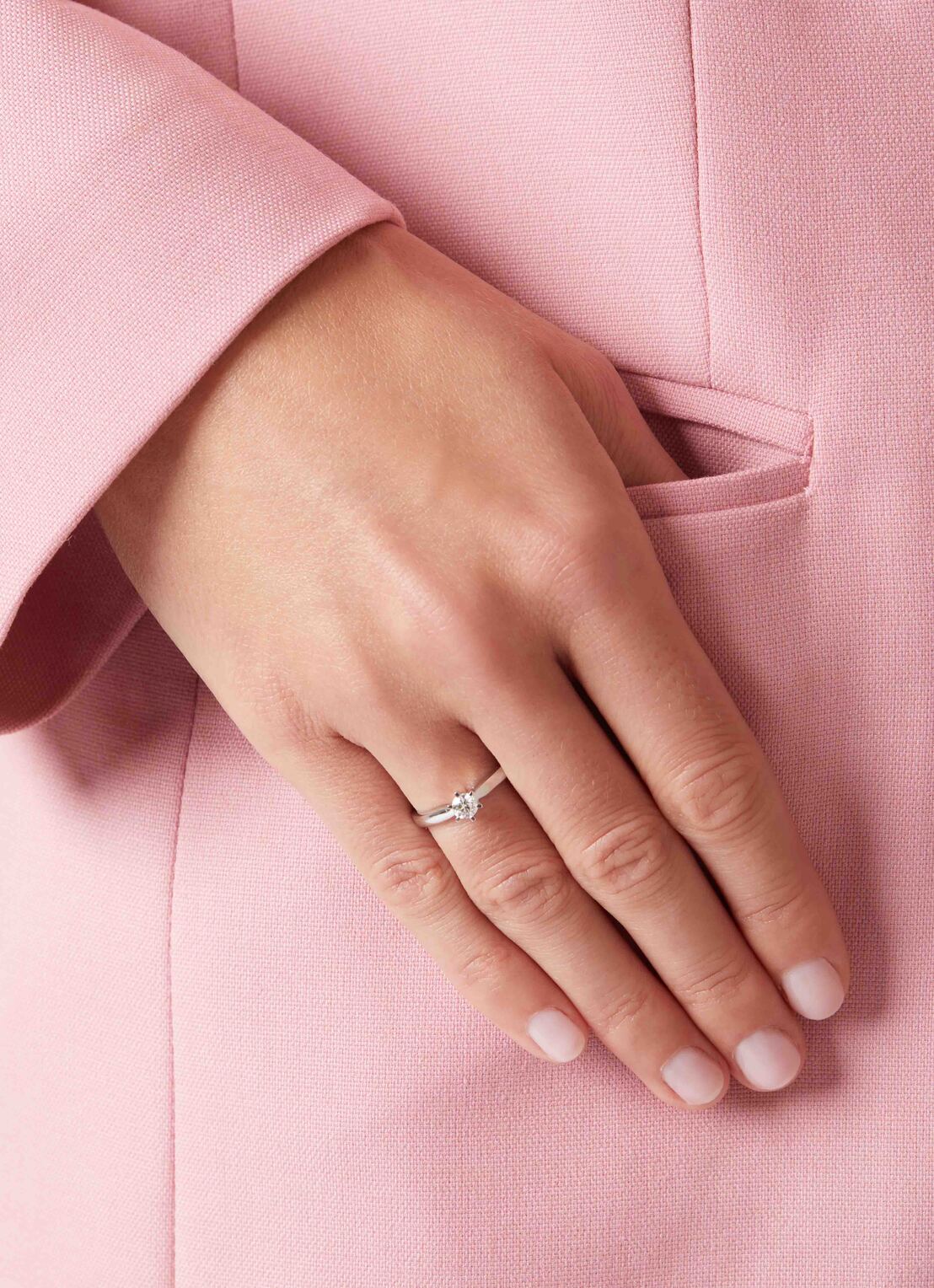 Witgouden ring, 0.25 ct diamant, Hearts & Arrows