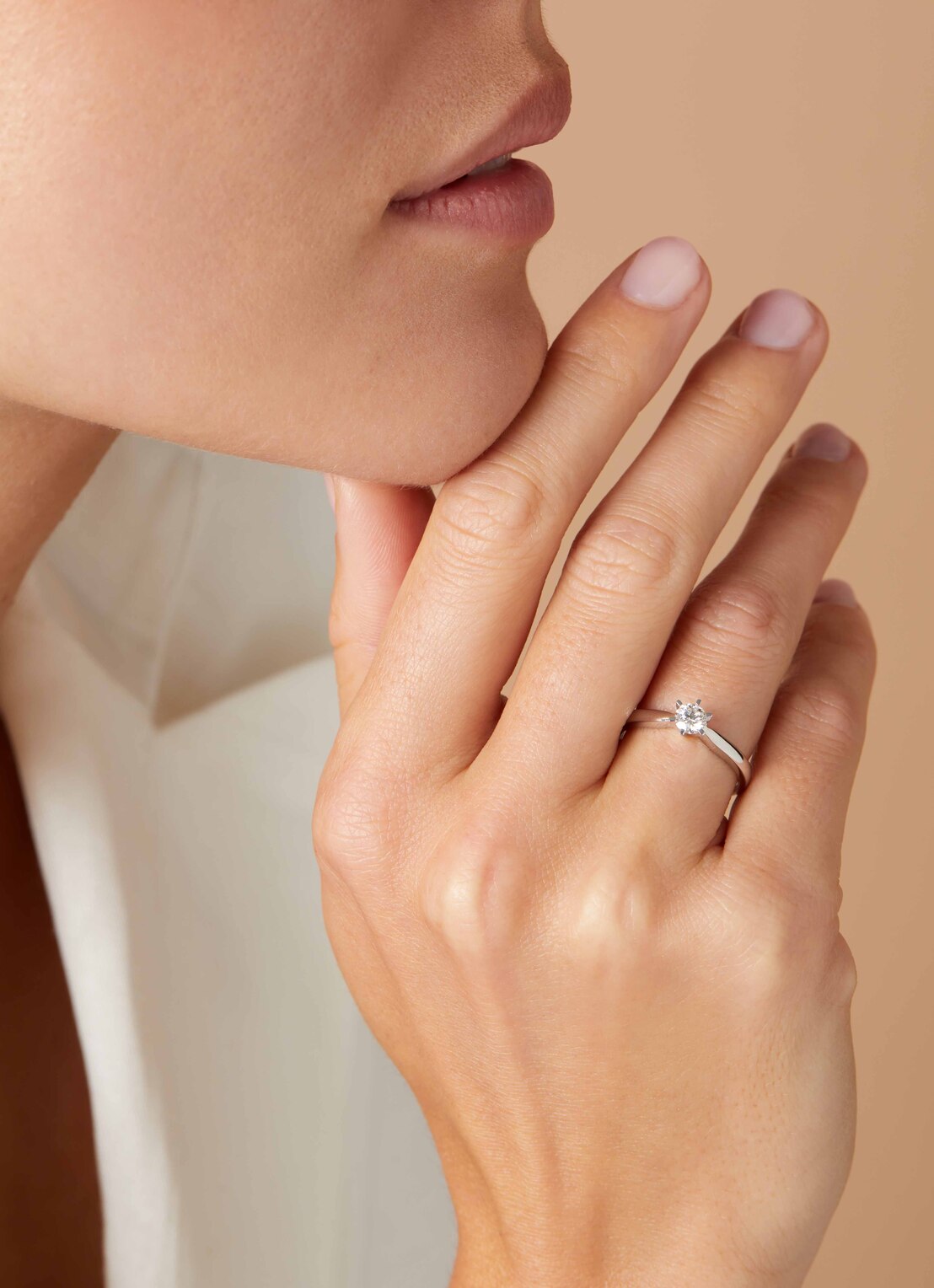 Witgouden ring, 0.30 ct diamant, Hearts & Arrows