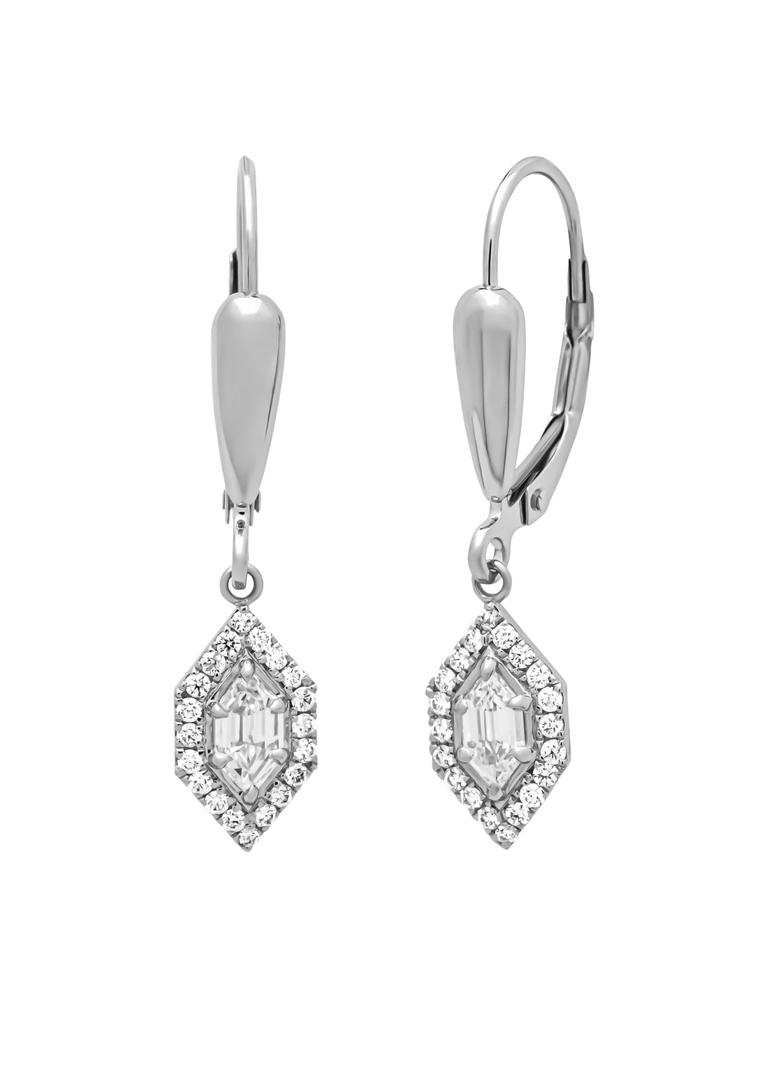 Witgouden oorsieraden, 0.62 ct diamant, Hexagon