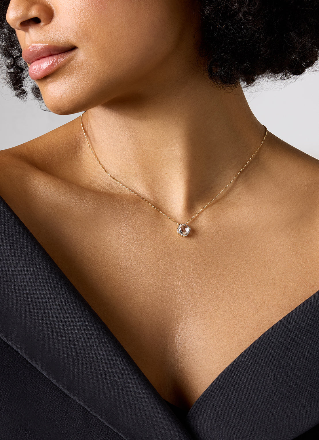 Geelgouden collier, 1.92 ct witte topaas, Fiësta