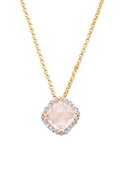 Yellow gold pendant with necklace, 1.74 ct pink quartz, fiësta
