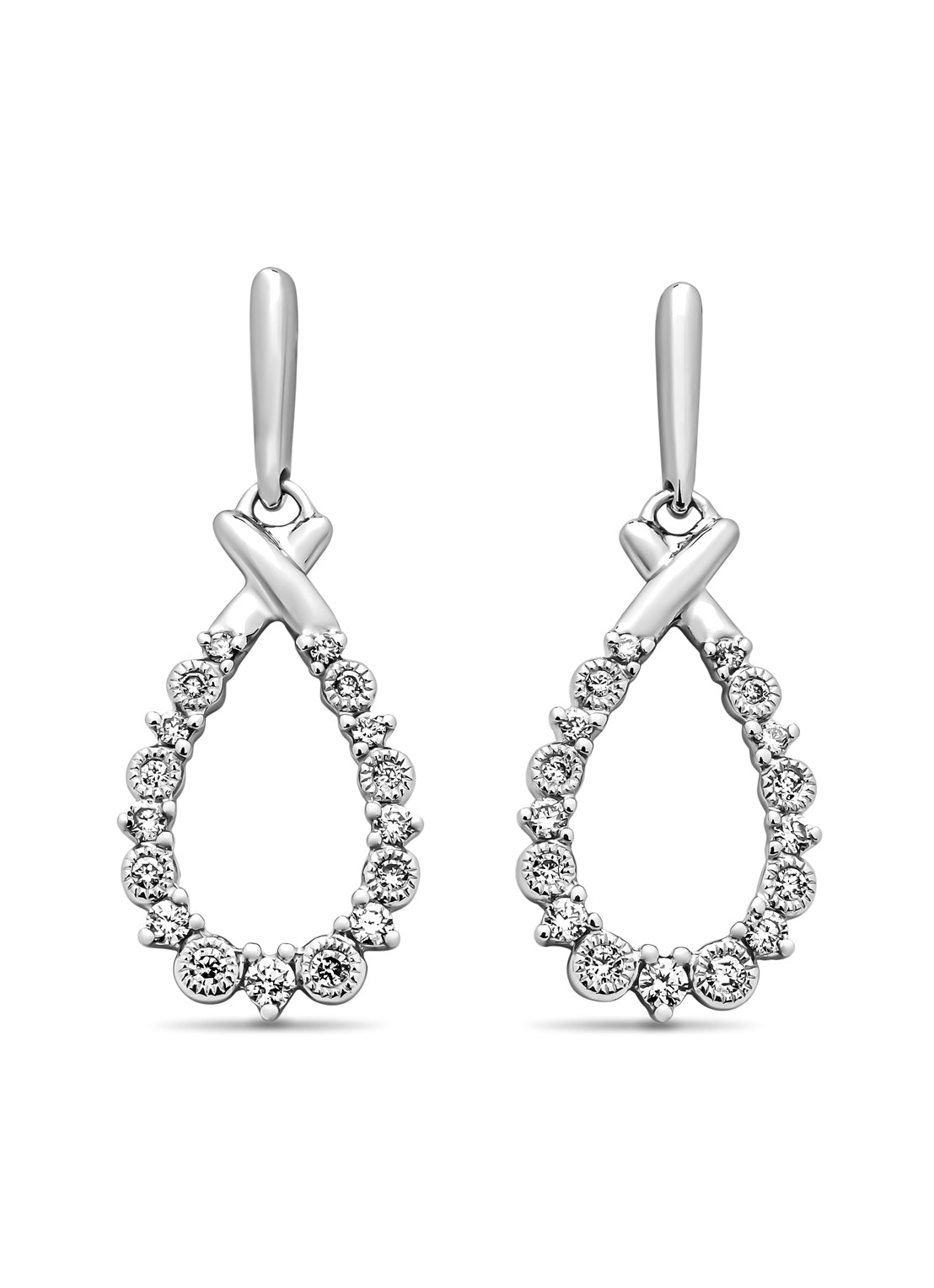 Witgouden oorsieraden, 0.31 ct diamant, Since 1904