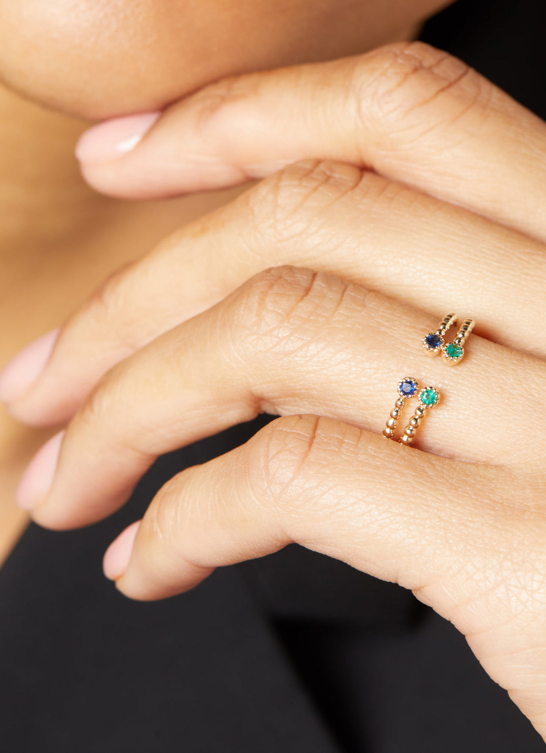 Yellow gold ring, 0.08 ct smaragd, Joy