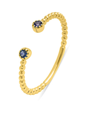 Yellow gold ring, 0.10 ct blue sapphire, joy