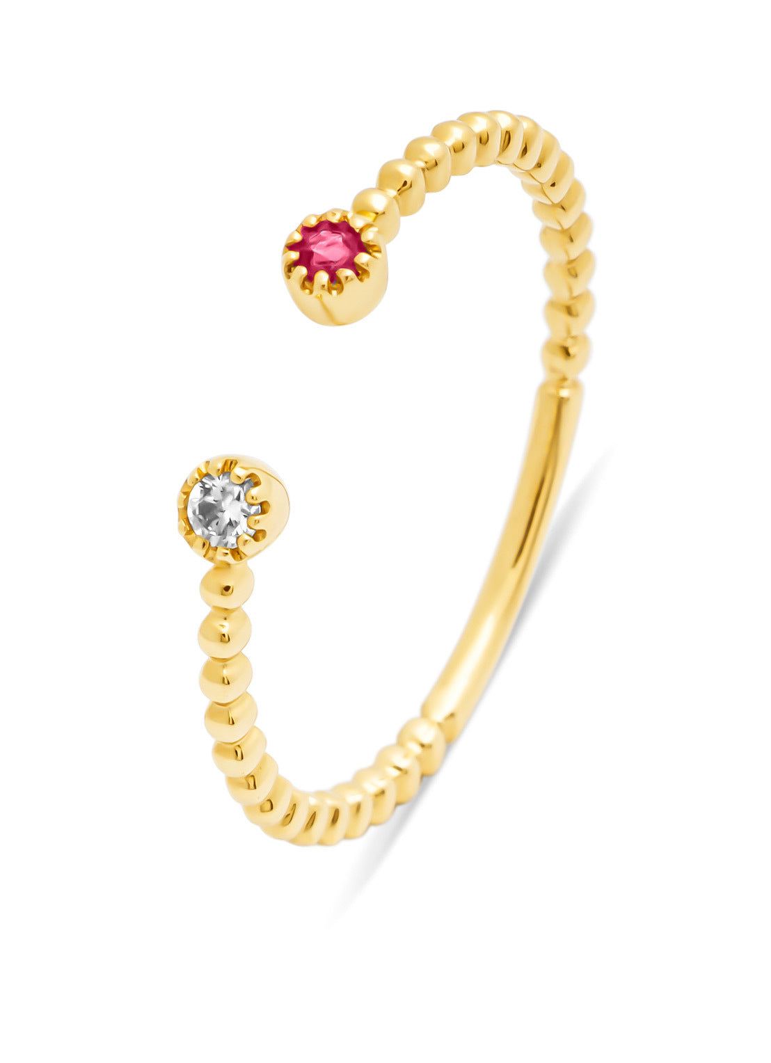 Yellow gold ring, 0.05 ct ruby, Joy