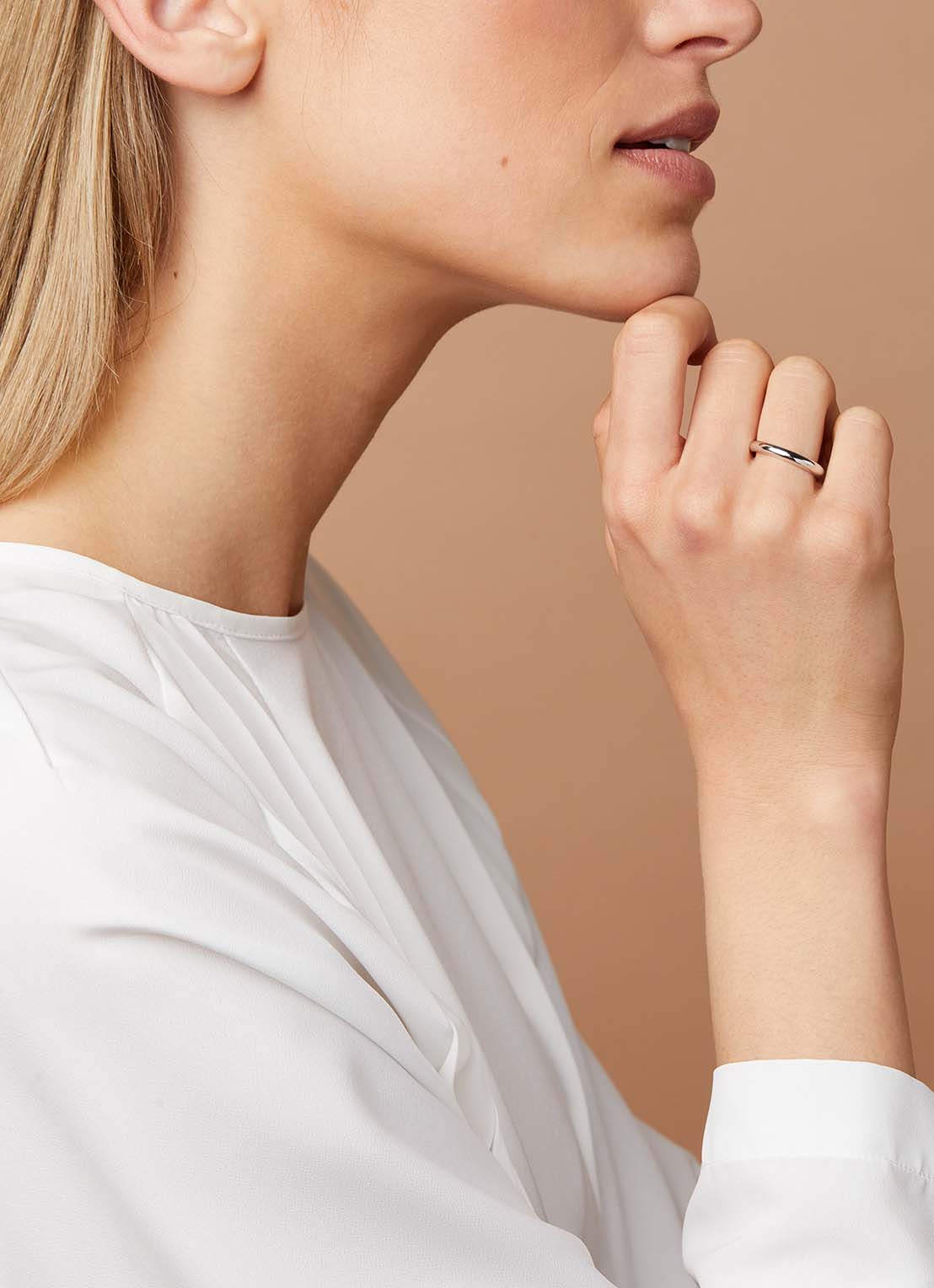 Witgouden 14 kt trouwring, Wedding