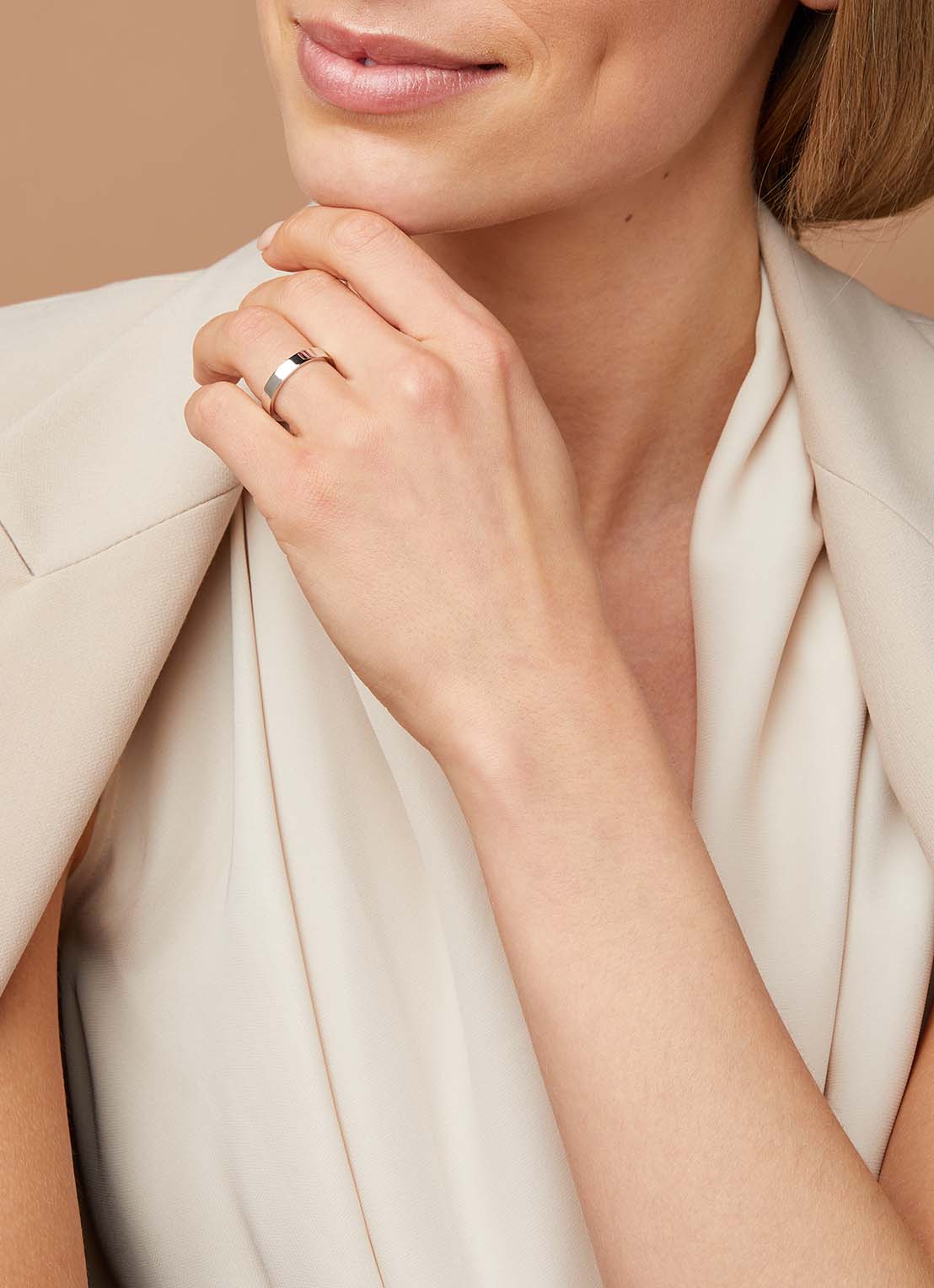 Witgouden 14 kt trouwring, Wedding