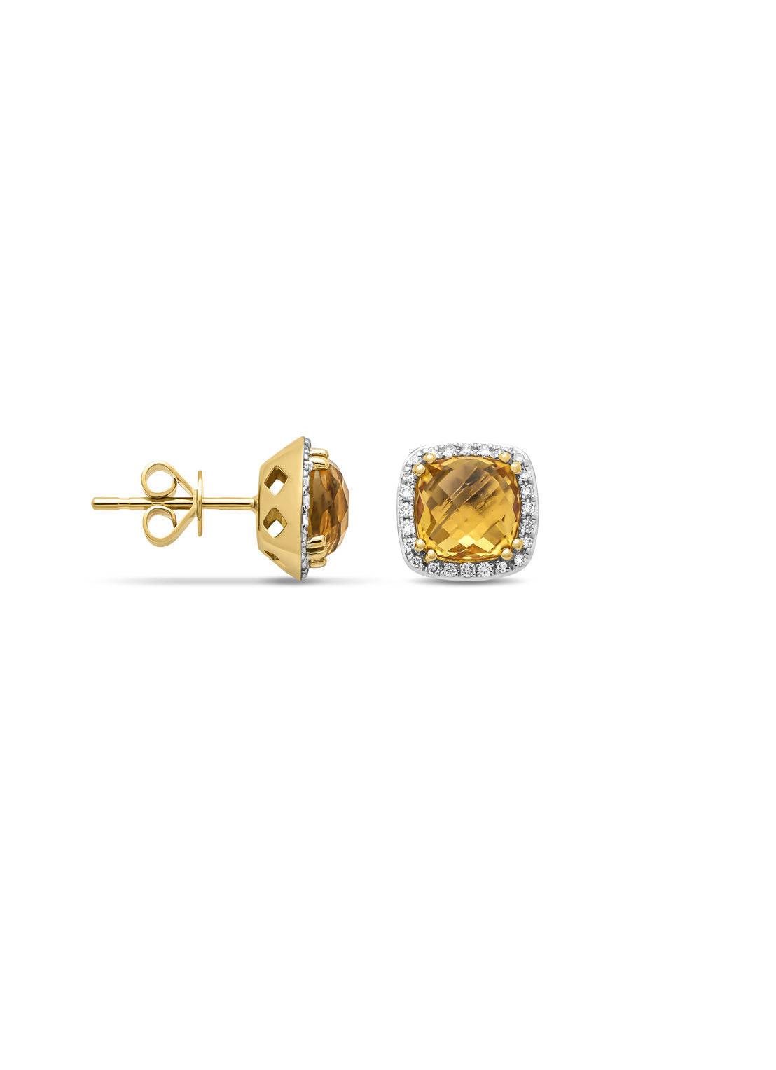 Yellow gold ear jewelry, 3.32 CT Citrien, Fiësta