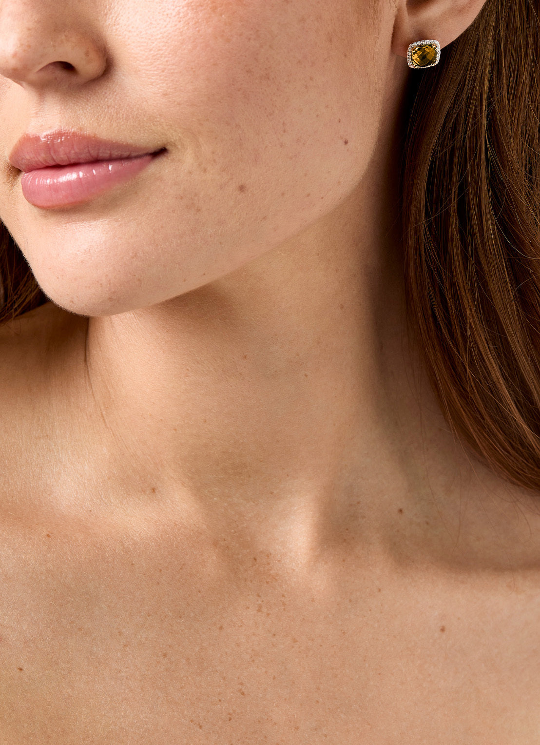 Yellow gold earrings, 3.32 ct citrine, Fiesta