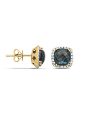 Yellow gold ear jewelry, 4.50 CT London Topaz, Fiësta