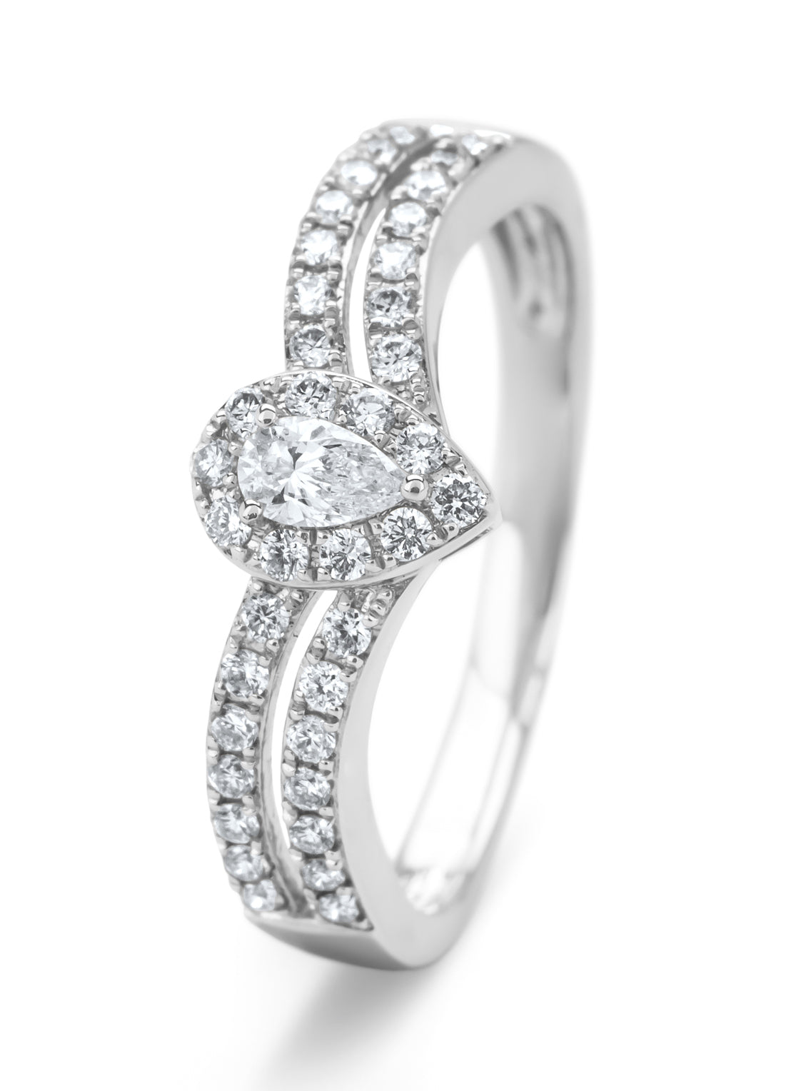 Witgouden ring, 0.38 ct diamant, Petite Romance