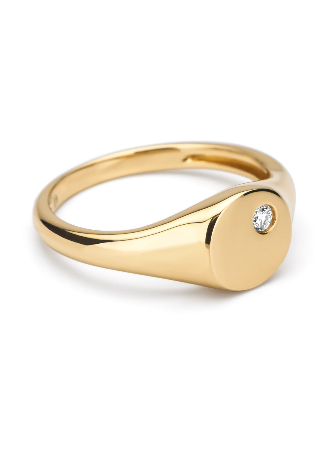 Yellow gold signet ring, 0.03 ct diamond, timeless treasures
