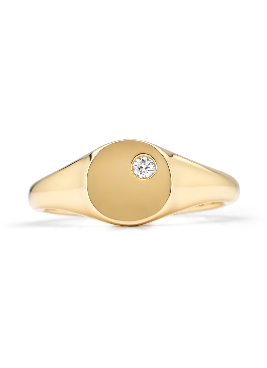 Yellow gold signet ring, 0.03 ct diamond, timeless treasures