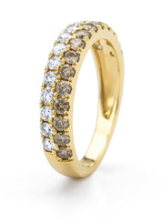 Yellow gold ring, 1.02 ct diamond, ensemble