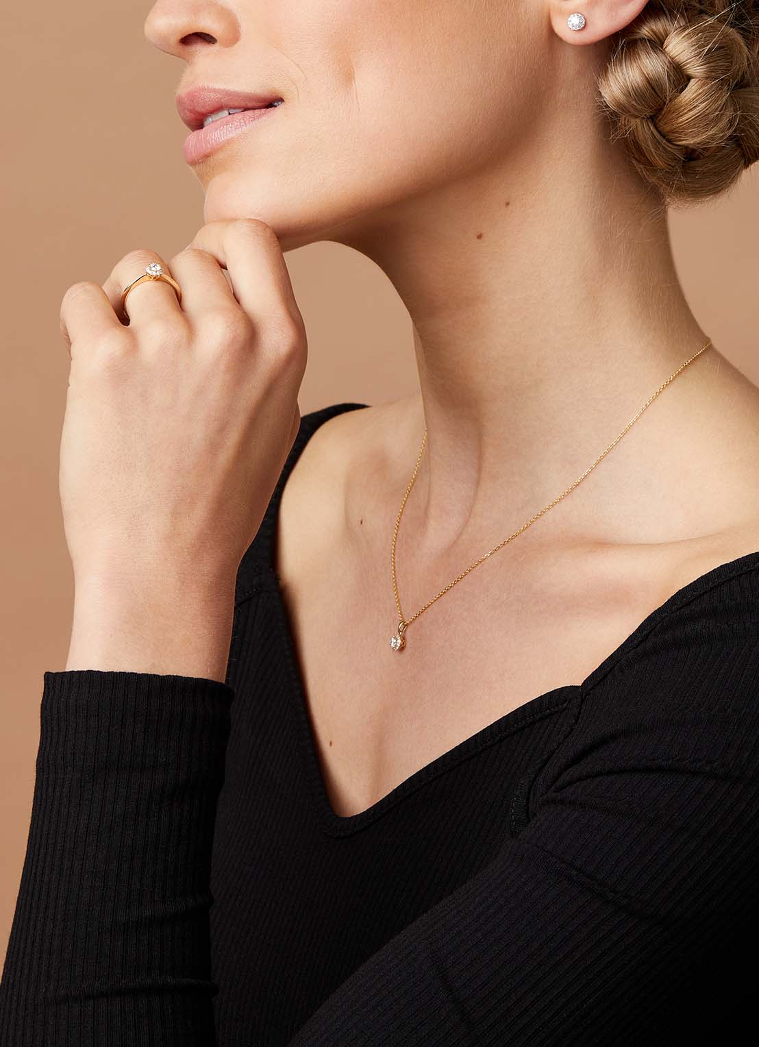 Gouden collier, 0.28 ct diamant, Starlight