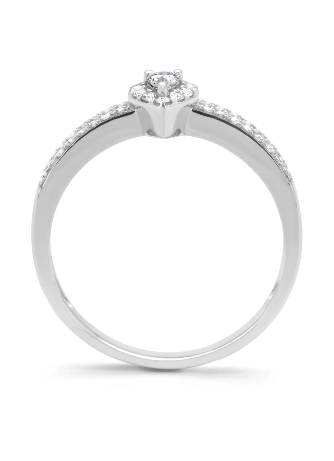 White gold ring, 0.25 ct diamond, petite romance