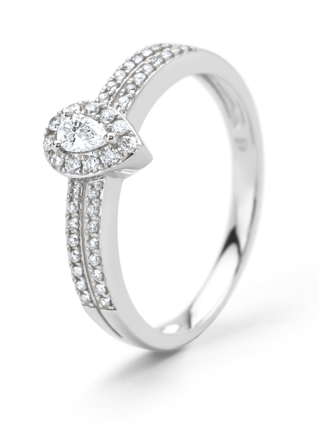 White gold ring, 0.25 ct diamond, petite romance