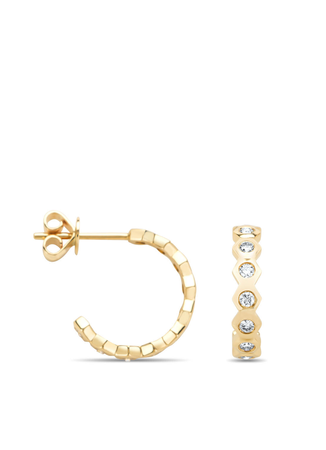 Yellow gold ear jewelry, 0.42 ct diamond, Queen Bee