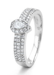 White gold ring, 0.35 ct diamond, petite romance